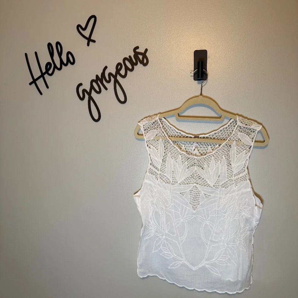 Free People Lace Embroidery Tank with Open sides sz S